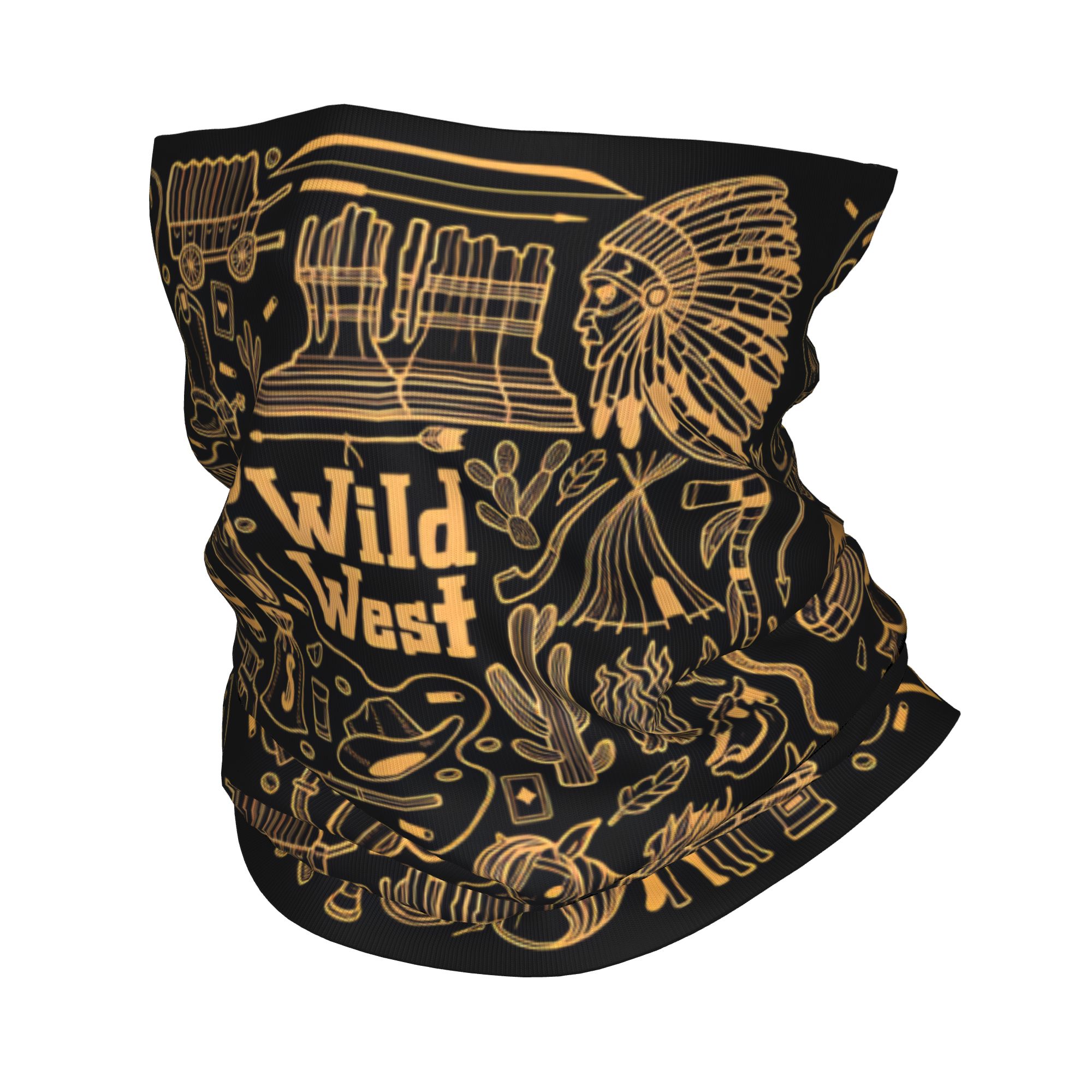 Wildman Hunting & Outdoor Photos - 야외 스포츠 발라클라바 와일드 웨스트 라인프린트