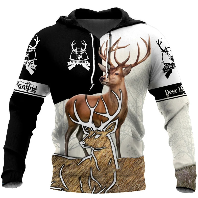 맞춤형 사진 인쇄 패션 3D 엘크 프린트 후드티 남성용 - Outdoor Hunting Pictures 리뷰 및 가격