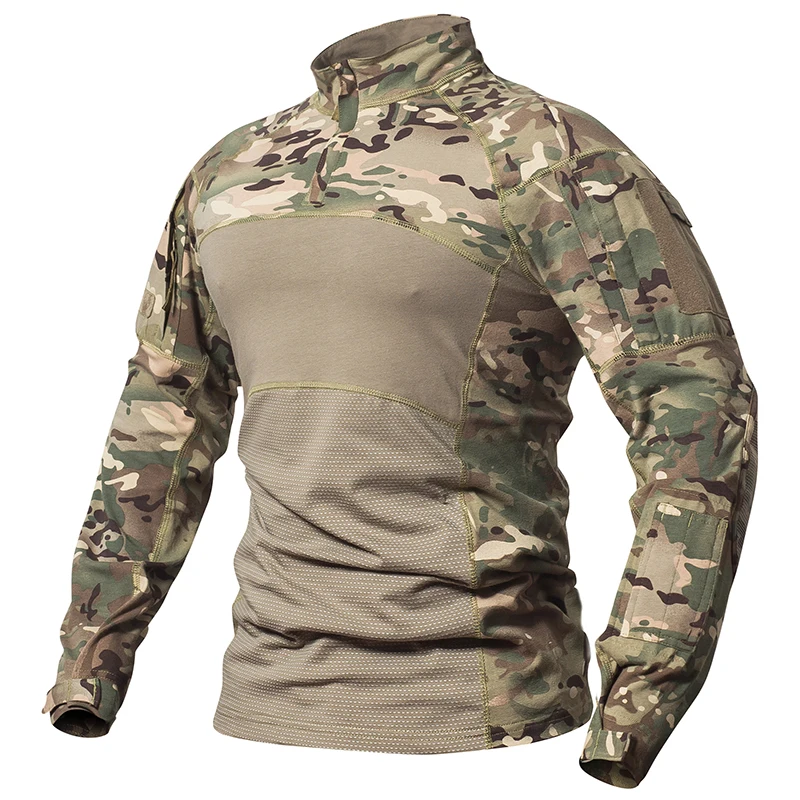 남성용 위장 사냥 전투 티셔츠, 스트레치 코튼 1/4  - Hunting Outdoor Clothing 리뷰 및 가격