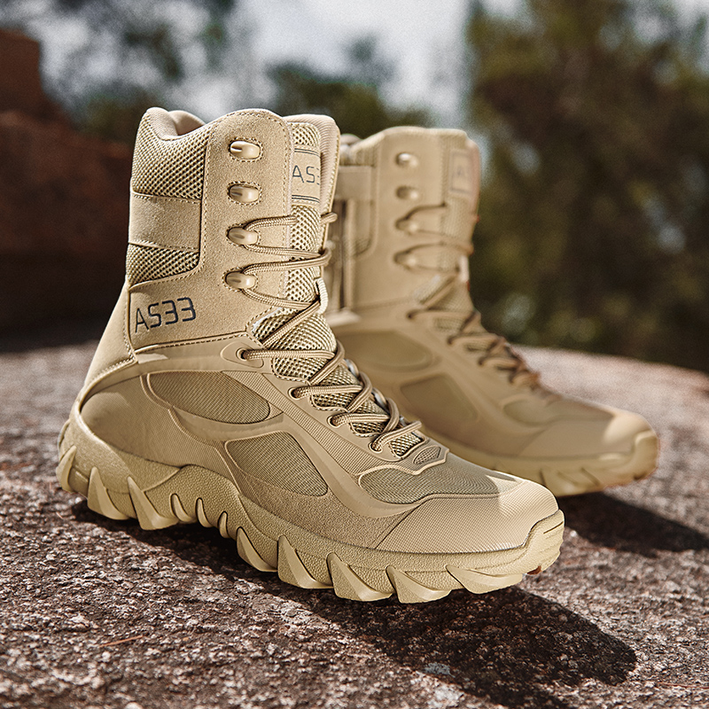 새로운 남성 고품질 브랜드 가죽 부츠 작업 안전화 전술 - Hunting Outdoor Brand 리뷰 및 가격
