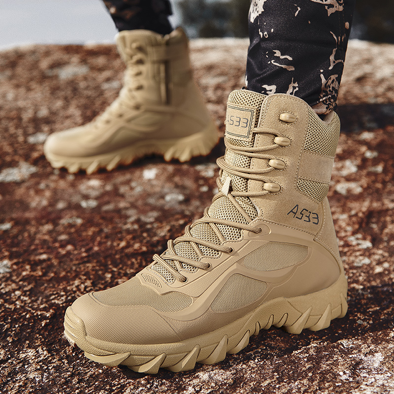 새로운 남성 고품질 브랜드 가죽 부츠 작업 안전화 전술 - Hunting Outdoor Brand 리뷰 및 가격