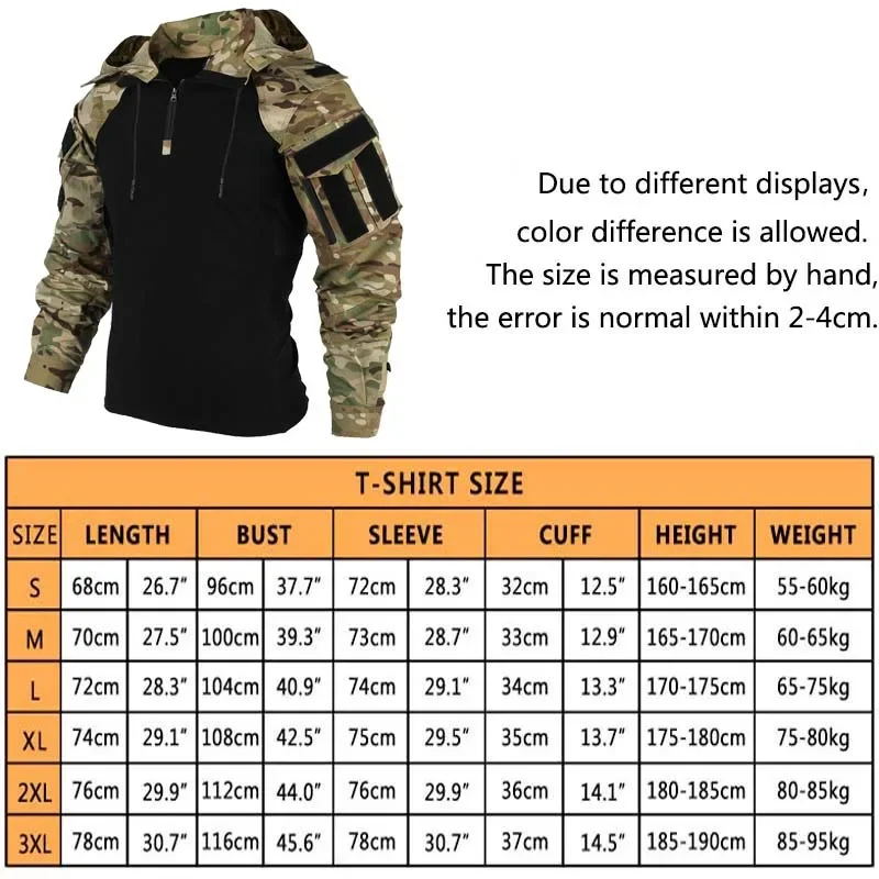 카모 전투 티셔츠 후드 남성 전술 셔츠 Airsoft  - Hunting Outdoor Clothing 리뷰 및 가격