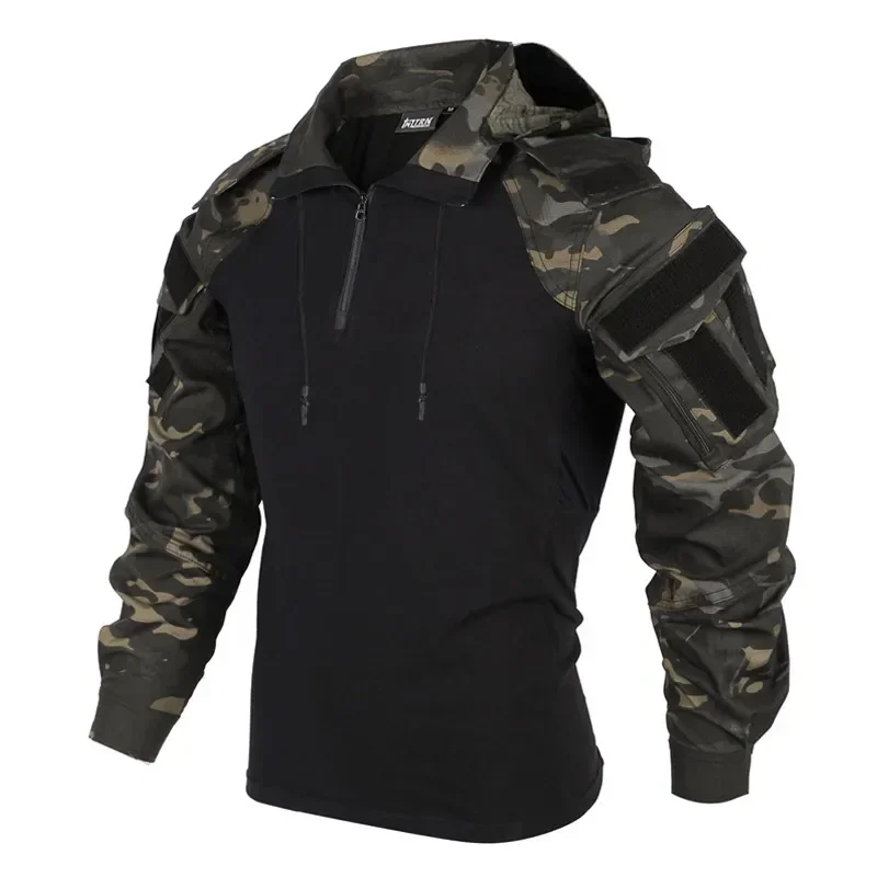 전술 셔츠 카모 전투 티셔츠 후드 남성 셔츠 내마모성  - Hunting Outdoor Clothing 리뷰 및 가격