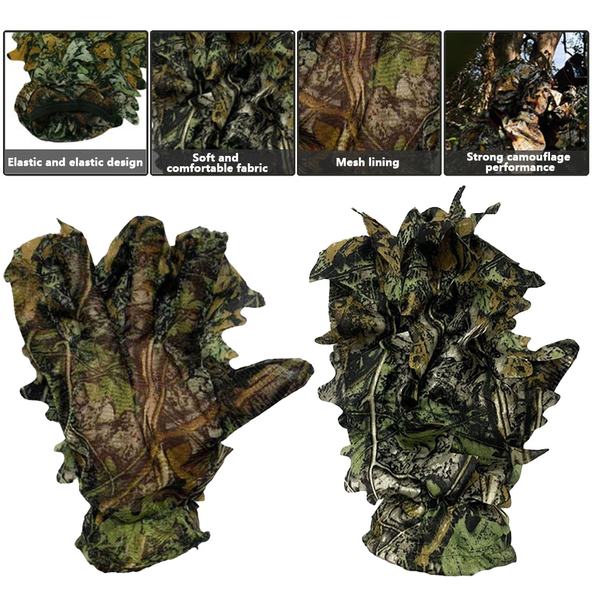 3D 위장 잎사귀 사냥 장갑, 위장용 편안한 미끄럼 방 - Outdoor Hunting Gloves 리뷰 및 가격