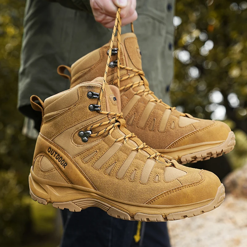 새로운 남성용 고품질 브랜드 가죽 부츠 작업 안전화 전 - Hunting Outdoor Brand 리뷰 및 가격